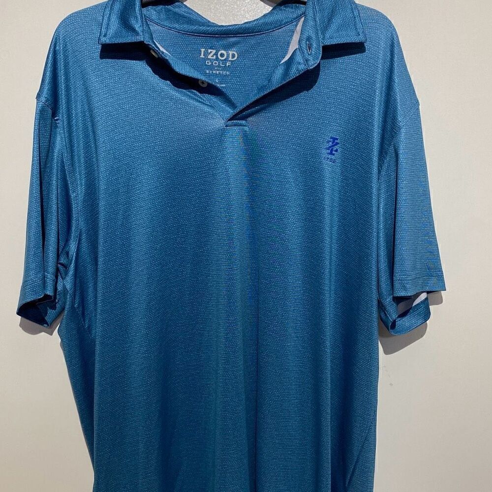 IZOD Men's Blue‎ Collared Short Sleeve Golf with Stretch Polo Shirt Size Large
